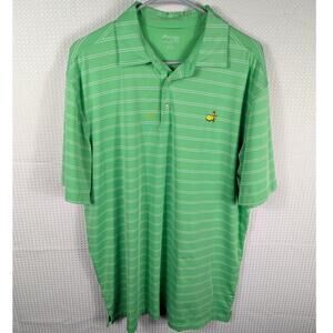 Masters Tournament Golf Polo Shirt Large Green Stripe Augusta National Logo Tech